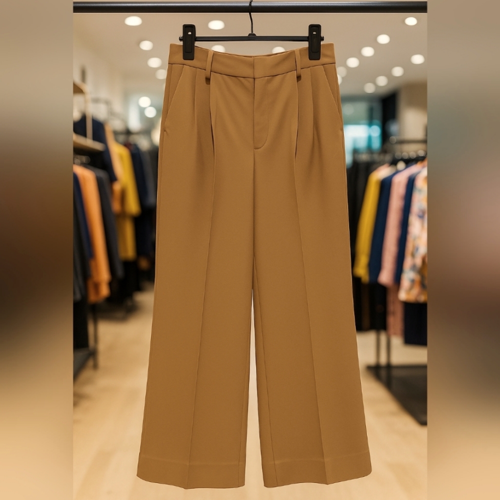 Stylish Tan Wide-Leg Trousers